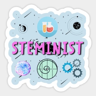 Steminist Women's Science Technology Engineering Maths STEM Stemanist Black Background Sticker